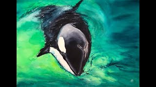 Watercolor Killer Whale Painting Tutorial [upl. by Quill]