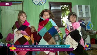 Ação social em Chapecó Projeto Fios de Amor produz mantas para o Inverno [upl. by Braasch793]