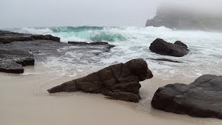 30 min relaxing ocean waves  high quality sound  no music  HD video of a beautiful misty beach [upl. by Aivatnuhs]