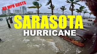 UNREAL FLOODING Hurricane Helene in SARASOTA Marina Jack amp Siesta Key [upl. by Walt]