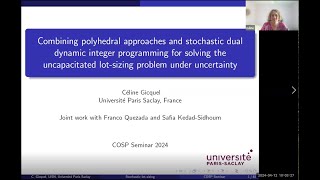 Combining polyhedral approaches and SDDiP for solving uncertain uncapacitated lotsizing problems [upl. by Tupler]