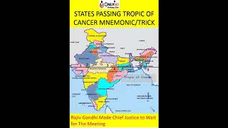 Tricks to remember Indian State through which Tropic of Cancer passes UPSC Prelims  OnlyIAS [upl. by Akienahs]