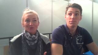 Interview with Aliona Savchenko amp Bruno Massot at Eissportzentrum Oberstdorf [upl. by Drescher]