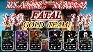 klassic tower fatal  battle 189 190  gold team  easy win  best talent tree  mk mobile [upl. by Raymund]