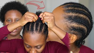 How To Cornrow Your Own Hair Beginners Friendly  Short Natural Hair Tutorial [upl. by Browne]