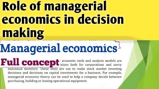 Role of Managerial economics in decision making bcom 3rd year  Managerial Decision making process [upl. by Akeimat964]