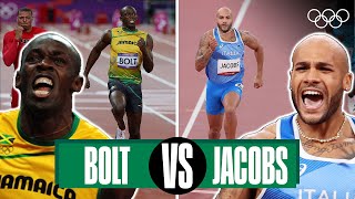 Usain Bolt 🆚 Marcell Jacobs  100m  Headtohead [upl. by Bilow]