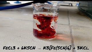 Reaction between Ferric chloride and potassium thiocyanate  precipitation reaction [upl. by Iahcedrom]