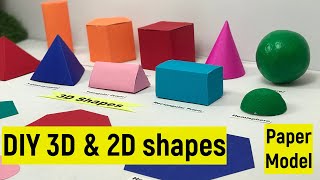 3d shapes model out of paper  3d shapes diy  Easy DIY 3d and 2d shapes making  3d shapes names [upl. by Buyers]