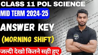 Class 11 Political Science Answer Key Mid Term 202425 Morning Shift 🔥💪👉 Full Solution By Roshan Sah [upl. by Adiene]