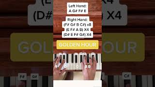 JVKE  Golden Hour Easy Beginner Piano Tutorial With Letters Shorts [upl. by Rockwood]