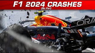 F1 2024 Crashes So Far [upl. by Attikin]