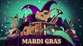 2 Hour Mardi Gras New Orleans Fat Tuesday Theme Birthday Dance Party Background Video with Music [upl. by Nylrahc]