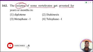 The oocytes of some vertebrates get arrested for years or months in 1 Telophase  I 2 Diplotene [upl. by Garald]