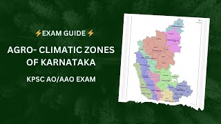 AGROCLIMATIC ZONES OF KARNATAKAHELPFUL FOR KPSC AO EXAM AND AGRICULTURE EXAMS [upl. by Dranyar218]