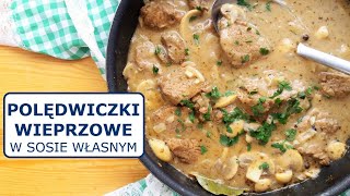 POLĘDWICZKI WIEPRZOWE W SOSIE WŁASNYM duszone z pieczarkami  Gulasz z polędwicy wieprzowej [upl. by Noiro17]