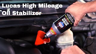 Lucas High Mileage Oil Stabilizer to help lubricate your worn engine [upl. by Neerahs600]