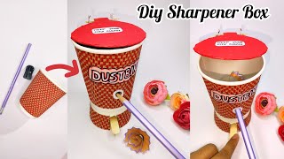 Diy sharpener holder sharpener box with paper cuppaper cup dustbin craftdustbin sharpener box [upl. by Uah695]