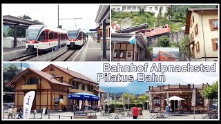 Swiss Narrow Gauge amp rack railway  Pilatus Bahn Station  Bahnhof Alpnachstad  Obwalden Schweiz [upl. by Norej]