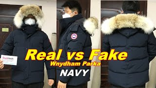 Real vs Fake Canada Goose Wyndham Parka Navy Color [upl. by Akined]