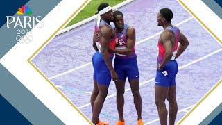 Paris Olympics US disqualified from mens 4x100 relay as Canada takes gold [upl. by Nerval684]