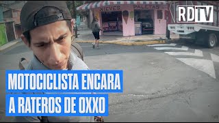 Motociclista encara a rateros de Oxxo [upl. by Maharg]