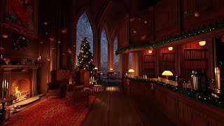 Christmas Coffee Shop Bookstore Ambience with Instrumental Jazz Christmas Music amp Fireplace [upl. by Carlton]