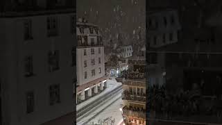 Davos Switzerland snowflakes falling abundantely [upl. by Kahcztiy]