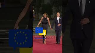 Chancellor Olaf Scholz saves his wife from falling on the red carpet at the last moment [upl. by Streeto]