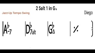 Gb major 251 V7alt backing track 160bpm real instruments [upl. by Laresa]