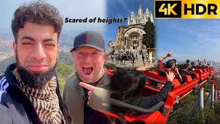 RIDING A ROLLER COASTER ON TOP OF A MOUNTAIN MT Tibidabo VLOG 4K HDR [upl. by Melosa]