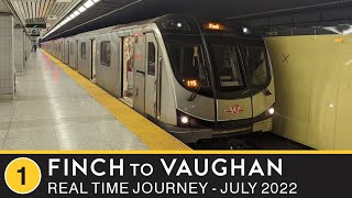 🚇 Toronto Transit Commission  Real Time Journey  Line 1  Finch to Vaughan [upl. by Solita]