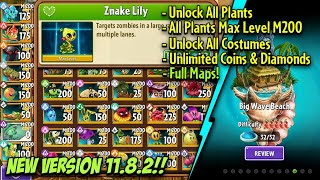 Plants Vs Zombies 2 Unlock All Plants Max Level M200 1182 Full Maps Unlimited Diamond  PvZ2 [upl. by Lallage]