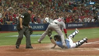 BOSTB Pedroia ruled safe at home call confirmed [upl. by Otrebireh607]