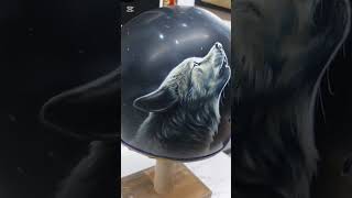 Airbrush Helmet Harley Davidson con Lupo al chiaro di Luna airbrush harleydavidson [upl. by Rebliw]