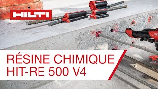 Résine chimique HITRE 500 V4  pose de fers en profondeur avec mèche creuse et embout à injection [upl. by Jarid]