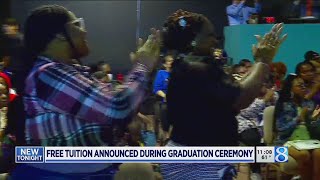 Graduation surprise 8th graders promised free college tuition at GVSU [upl. by Acinorej266]