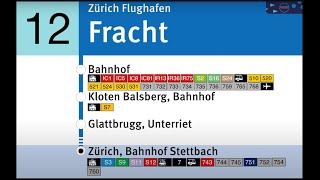 VBG Ansagen » 12 Zürich Flughafen Fracht — Zürich Bahnhof Stettbach  SLBahnen [upl. by Belloir]