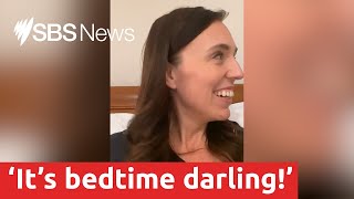 Jacinda Ardern interrupted by daughter during COVID19 update  SBS News [upl. by Nami]