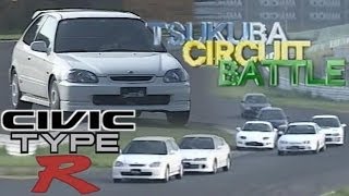 ENG CC Civic Type R debut battle  Integra R FTO R Impreza Evo IV Levin BZR in Tsukuba 1997 [upl. by Barthol]