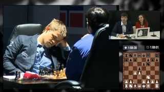 Carlsen slept for 10 sec after Anands 4th move World Chess Championship 2014  Game 8 [upl. by Artemis]