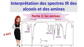 spectroscopie IR 10  comment interpréter le spectre IR des alcools et des amines P2  les amines [upl. by Marvel977]