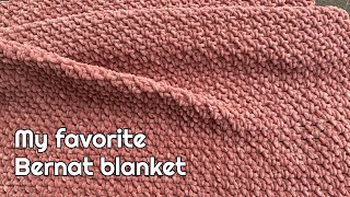 Bernat blanket yarn crochet patterns 4 Bernat baby blanket  Moss Stitch [upl. by Enaillil]