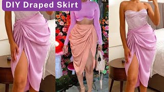 How to Cut and Sew this Draped Skirt  Free Pattern [upl. by Nueovas]