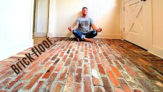 DIY reclaimed brick floor Laundry room reno [upl. by Nonnaehr]