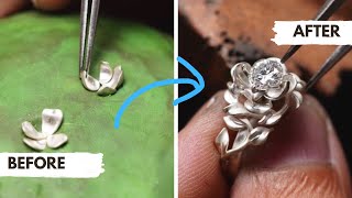 Enjoy the whole process of how I handcrafted a flower engagement ring [upl. by Aldric]