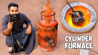 Making Metal Melting Furnace at Home  ഗ്യാസ് സിലിണ്ടർ മുറിച് ഫർനസ് ഉണ്ടാക്കി  M4 Tech [upl. by Erbua]