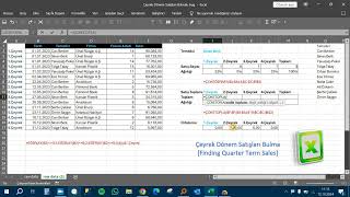 📌Excelde Çeyrek Dönem Satışları Bulma [upl. by Robbins]