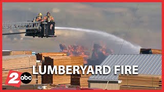 Truck fire starts lumberyard blaze in Dallesport Washington [upl. by Shewmaker505]