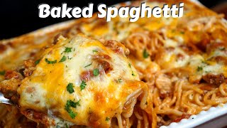 How To Make THE BEST Baked Spaghetti  Easy amp Cheesy Spaghetti Recipe MrMakeItHappen [upl. by Heringer]